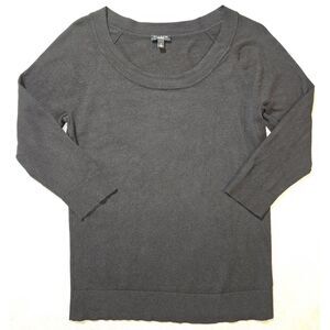 Talbots Black Scoop Neck Sweater Sz S 3/4 Sleeve Rayon Nylon Soft Layering Basic